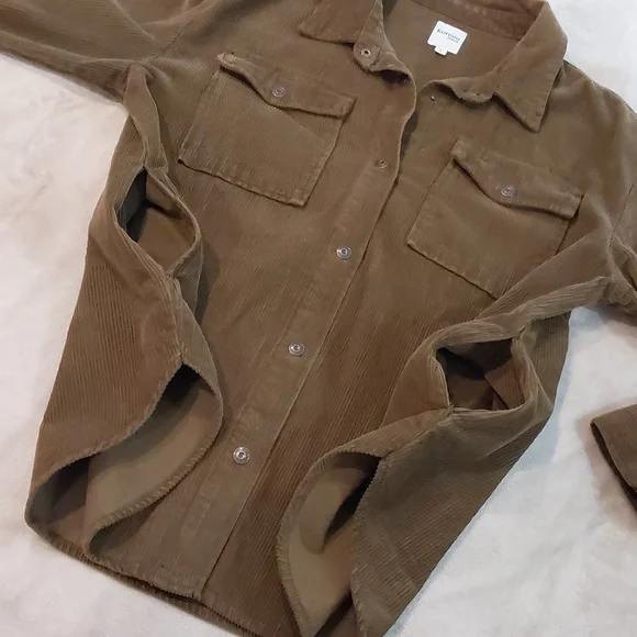Kensie Jeans Green Button Down Corduroy Over Shirt Jacket Mens Size L - Picture 9 of 13